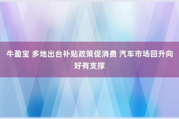 牛盈宝 多地出台补贴政策促消费 汽车市场回升向好有支撑