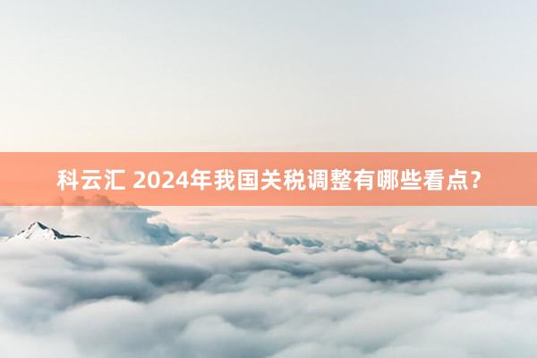 科云汇 2024年我国关税调整有哪些看点？